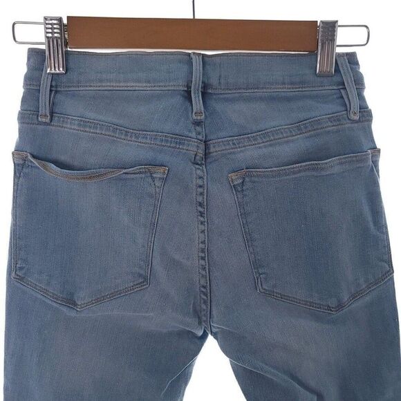 Frame Le High Skinny Shredded Hem Solid Blue Jeans Womens Size 26 - Picture 6 of 9